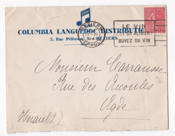 Enveloppe 1931, Columbia Languedoc Distribution Béziers Hérault  Pour Agde - Brieven En Documenten