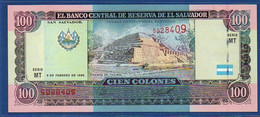 EL SALVADOR  - P.146 – 100 Colones 1996 UNC, Series MT 5028409 Printer Canadian Banknote Company - El Salvador