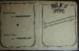 Petit Calendrier De Poche 1940 Cusenier Liqueur Cognac  Mandarin Prunellia  - Drapeau - Petit Format : 1921-40