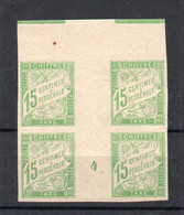 !!! COLONIES GENERALES, BLOC DE 4 DE LA TAXE N°20 AVEC MILLESIME 4 (1904) NEUF GOMME COLONIALE - Postage Due