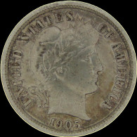 LaZooRo: United States 10 Cent 1 Dime 1905 S XF / UNC  - Silver - 1892-1916: Barber