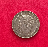 Belle Monnaie De SUÈDE 1 Krona Gustave VI 1965 - 50 Franc