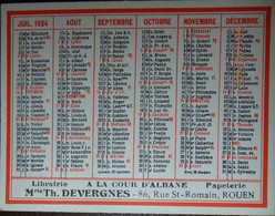 Petit Calendrier De Poche 1924 Librairie Papeterie Rue St Romain Rouen Seine Maritime - Petit Format : 1921-40