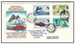 BRITISH ANTARCTIC TERRITORY (BAT) 1969 'Scientific Work' Set On FDC To UK Used At SIGNY ISLAND (**) RARE - Brieven En Documenten