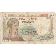 France, 50 Francs, Cérès, 1936, G.5222, B, Fayette:17.5, KM:81 - 50 F 1934-1940 ''Cérès''