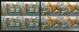 India 2011 Archaeological Survey Of India Stone Wood Carvings Stamps 2v SET In Block Of 4's MNH, P.O Fresh & Fine - Autres & Non Classés