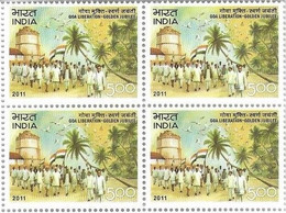 India 2011 Golden Jubilee Of Goa Liberation Flag Tree Block Of 4 Stamps MNH, P.O Fresh & Fine - Autres & Non Classés