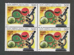 India 2011 Centenary Year Of Indian Council Medical Research Microscope Science Centenary Block Of 4 Stamps MNH - Andere & Zonder Classificatie