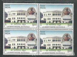 India 2011 La Martiniere School Kolkata & Claude Martin Bust Block Of 4 Stamps MNH, P.O Fresh & Fine - Autres & Non Classés