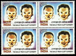 India 2011 The Smile Train - Cleft Surgery Health Medicine Block Of 4 Stamps MNH, P.O Fresh & Fine - Other & Unclassified