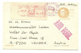 US Postal Stationery Postcard Posted 1984 To Austria - Uprated ATM B230205 - 1961-80