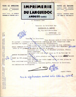 FACTURE.30.GARD.ANDUZE.TOUTES LES IMPRESSIONS.TOUTES LES EDITIONS.IMPRIMERIE DU LANGUEDOC. - Imprenta & Papelería