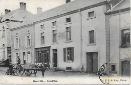 BELGIQUE - GEROUVILLE - 1905 -  GRAND RUE -  ATTELAGE-  L ECONOMIE CAFE -  CARTE EN L ETAT - Virton