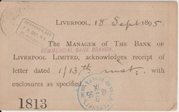 1895 - GB - CP ENTIER REPIQUAGE ! De LIVERPOOL EXCHANGE => ST PETERSBURG (RUSSIE) ! ARRIVEE CACHET BLEU SUP - Postwaardestukken