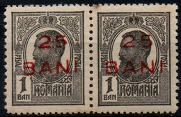 Romania 1918, Scott 240, MNH, Overprint, Pair, King Charles / Carol - Nuovi