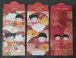 Singapore DBS 2017 Cartoon Animation Chinese New Year Angpao Fan Flower (money Red Packet) - Año Nuevo