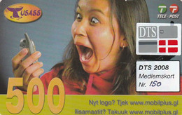 Greenland, 500 Kr, Tusass, Girl Looking At Phone, Whale Tail, Mint, Overprinted, 150 Issued, 2 Scans. - Grönland