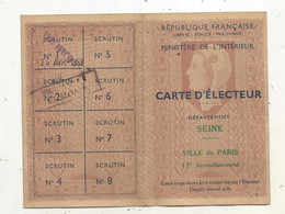 Carte D'électeur , SEINE, Ville De PARIS, 17 E Arrondissement ,rue Des Epinettes, 1953 - Unclassified