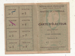 Carte D'électeur , LOIRE INFERIEURE, LE CROISIC, 1951, Salle Des Fêtes,  2 Scans - Ohne Zuordnung