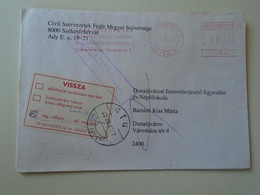 D193639 Hungary EMA Red Meter Freistempel Székesfehérvár Dunaújváros    2002  Retour Label - Viñetas De Franqueo [ATM]