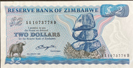 Zimbabwe 2 Dollars, P-1a (1980) -  UNC - AA Serial Number - Zimbabwe