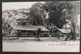 POSTCARD 1904 OLD POSTCARD PHOTOGRAPHIE R.VISSER, DÉPOSE CONGO.UNE FACTORERIE LA BROUS. Nº32 - Frans-Kongo