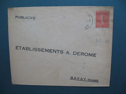 Semeuse Perforé AD 54 Sur Lettre   Les Fils De A. Derome Etablissement A.Derome  1931 - Covers & Documents