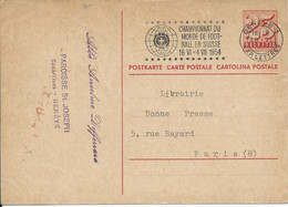 CARTE POSTALE AVEC CACHET CHAMPIONNAT DU MONDE DE FOOTBALL EN SUISSE 1954 - 1954 – Suisse