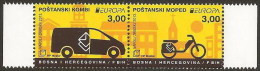 Bosnia Croatia 2013 Europa CEPT Postal Wehicles Van Motorcycle, Set In Pair, MNH - 2013