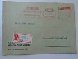 D193665 Hungary  Registered Printed Postcard  -EMA Red Meter Freistempel  1975 Ferroglobus  Budapest To Székesfehérvár - Machine Labels [ATM]