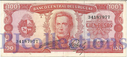 URUGUAY 100 PESOS 1967 PICK 47a VF - Uruguay