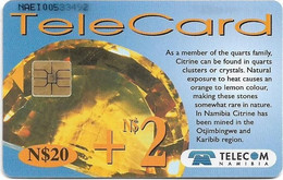 Namibia - Telecom Namibia - Gemstones, Citrine, Solaic, 2000, 20+2$, Used - Namibia