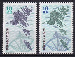 MiNr. 303 - 304 Dänemark Färöer 1996, 7. Juni. Freimarken: Landkarte  Postfrisch/**/MNH - Féroé (Iles)