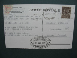 Type Fachi   Perforé AR 173  Sur  Carte   A. Roudel & Cie     1931 - Covers & Documents