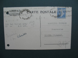 Semeuse   Perforé AR 173  Sur  Carte   A. Roudel & Cie     1932 - Storia Postale