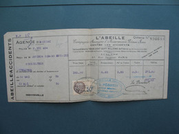 Timbre Fiscal  Perforé AV194  Sur  Document De Boussac L'Abeille  -  L'Abeille  Assurance Vie  1929-1930 - Cartas & Documentos