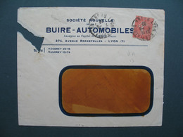 Semeuse   Perforé BA 13  Sur  Lettre De Lyon Buire Automobile   1930 - Covers & Documents