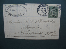 Semeuse   Perforé BC 45   Sur  Lettre Carcassonne  Banque Commercial Et Banque Saurel Coste Et Cie   1904 - Cartas & Documentos