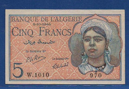 ALGERIA - P. 94b – 5 Francs 1944 AUNC,  Serie W.1010 970 - Algérie