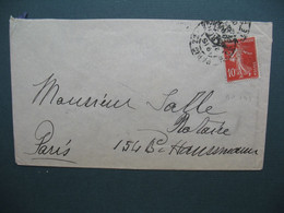 Semeuse  Perforé BP 143   Sur Lettre  Banque De Paris Et Des Pays-Bas  1915 - Cartas & Documentos