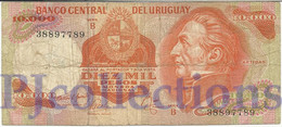 URUGUAY 10000 PESOS 1974 PICK 53b FINE - Uruguay