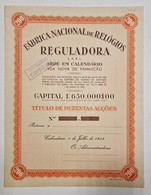 PORTUGAL-VILA NOVA DE FAMALICÃO-Fábrica Nacional De Relógios-Reguladora- Titulo De Duzentas Acções-1 De Julho De 1953. - Industrie