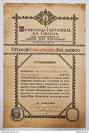 PORTUGAL-V.N.GAIA- GRANJA-Companhia Industrial Da Granja - Titulo De Cinco Acções Nº 09446 A 09450 - 9 De Julho De 1920. - Industrie