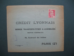 Gandon  Perforé  C3  Sur Lettre Crédit Lyonnais - Cartas & Documentos