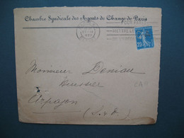 Semeuse  Perforé CA17   Chambre Syndicale Des Agents De Change De Paris   1922 - Covers & Documents