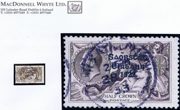 Ireland 1927-28 Narrow Date Saorstat Ovpt On Seahorse 2s 6d Brown Used 1933 Cds, Characteristic Of The Composite Setting - Unused Stamps