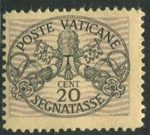 VATICANO 1946 SEGNATASSE CARTA GRIGIA 20 C. SASSONE N. 14/I ** MNH F.TO CAFFAZ - Unused Stamps
