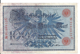 ALLEMAGNE 100 MARK 1908 VF P 33 - 100 Mark