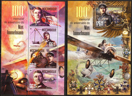 Mozambique 2016 Military Aviation Airplanes Of WWI Max Immelmann Sheet + S/S MNH - Mauritanie (1960-...)