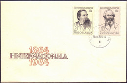 JUGOSLAVIA - SOCIALIST INTERNATIONAL - KARL MARX & ENGELS - FDC - 1964 - Karl Marx